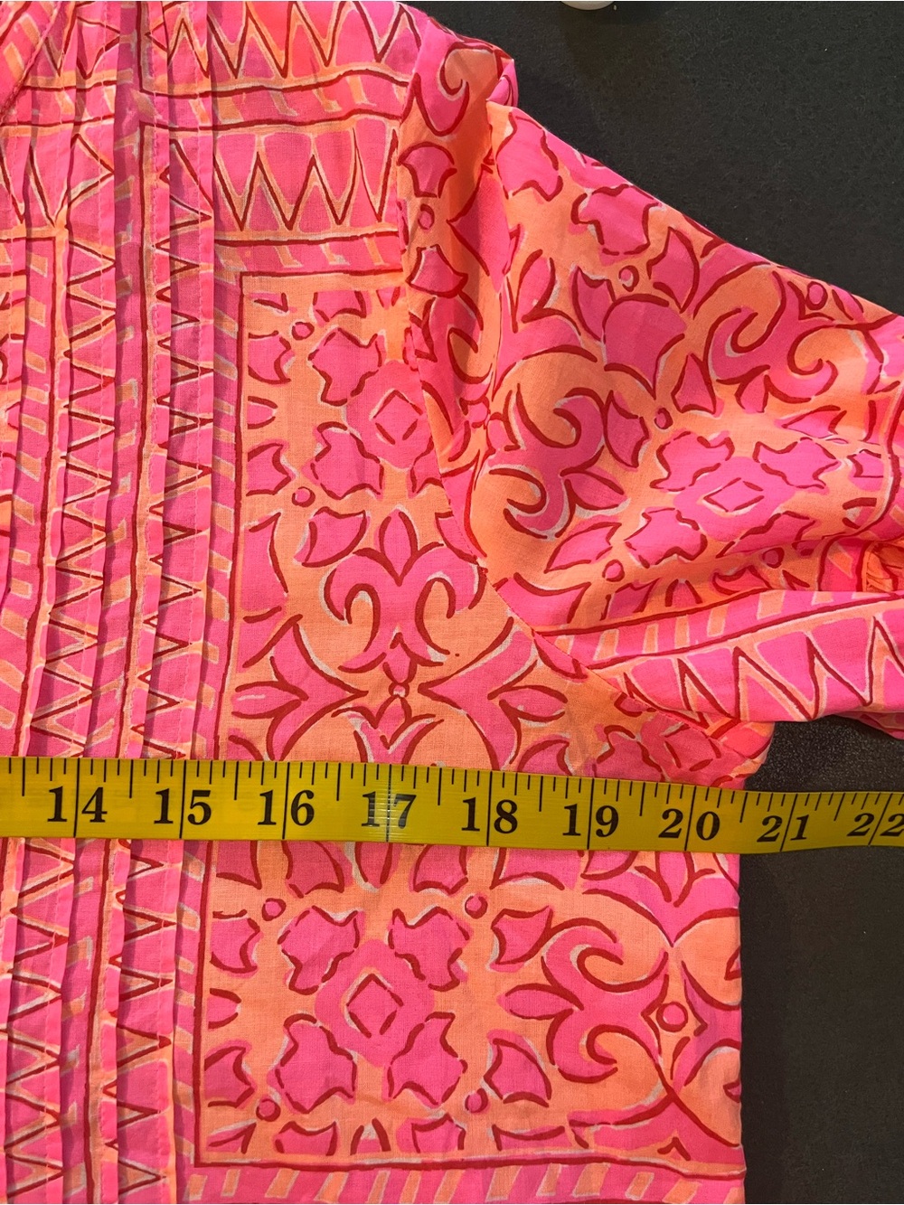 Vineyard vines Women’s Pink Printed Peasant Blouse with Tassel Tie - Picture 11 of 12